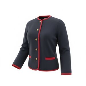 Lanz Original‎ Women's Navy Blue Blazer, with red piping & gold-tone buttons